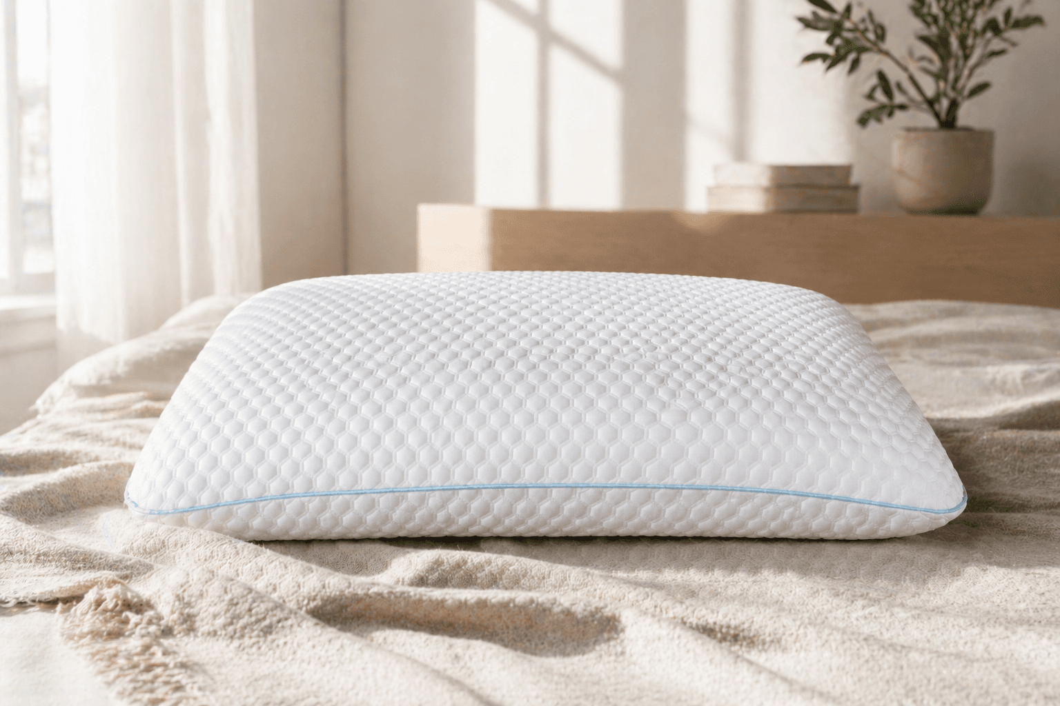 Side-sleeper resting on a Maple Sleep pillow.