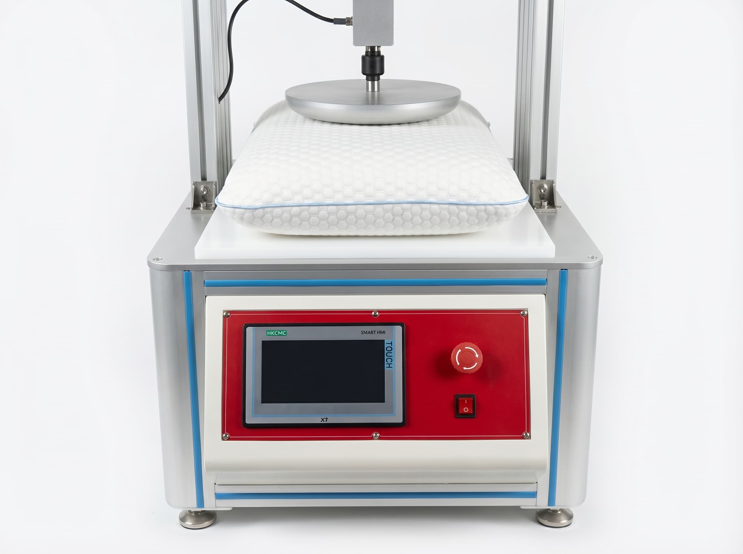 Maple Sleep pillow shown in a clean testing environment with modern lab equipment.
